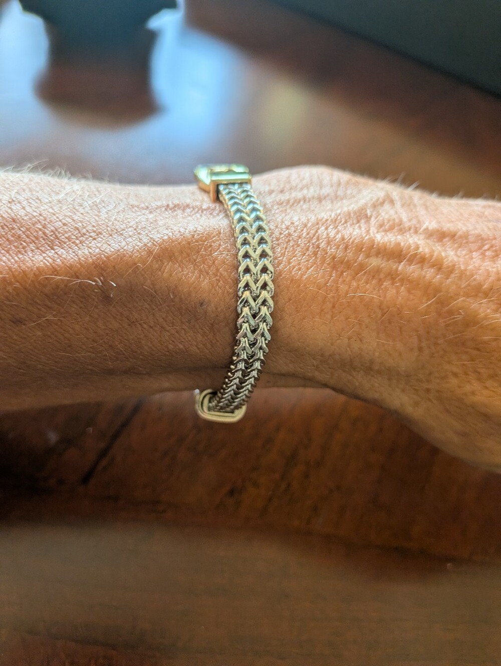 Gold and Silver Two-Tone Braided Link Bracelet - Picture 9 of 9